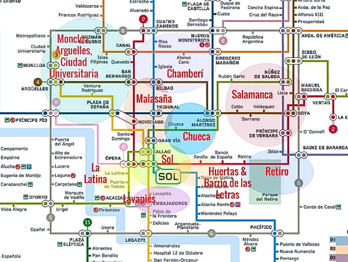 kaart van la latyns Madrid