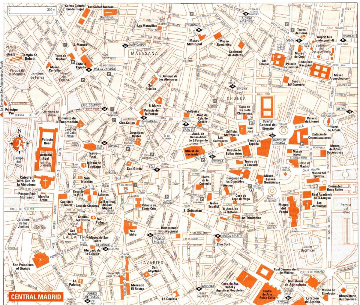toeriste kaart van Madrid sentrum