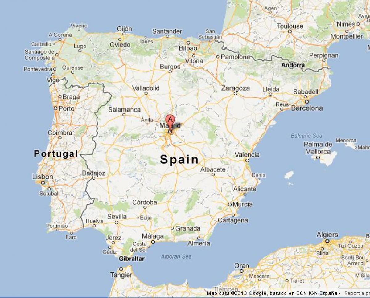 kaart van Spanje wat Madrid