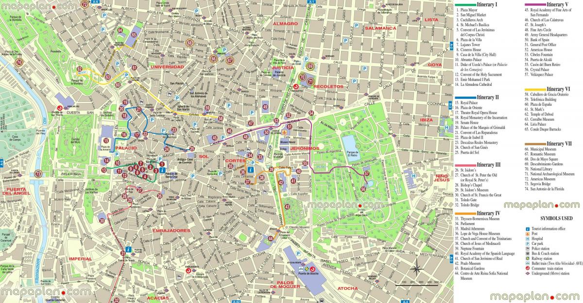 kaart van Madrid kaart op die regte pad