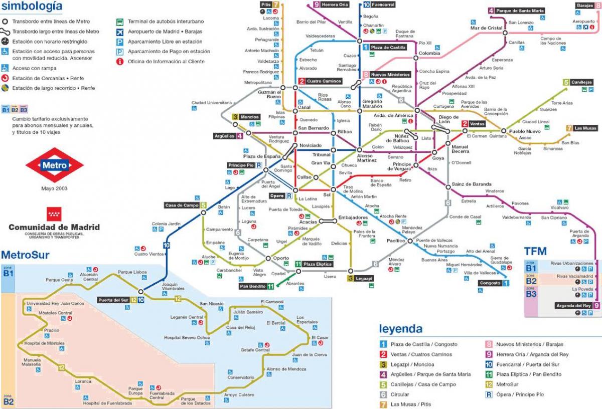 Madrid metro stasie kaart