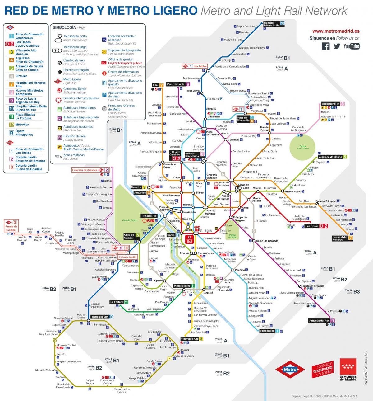 kaart van Madrid openbare vervoer