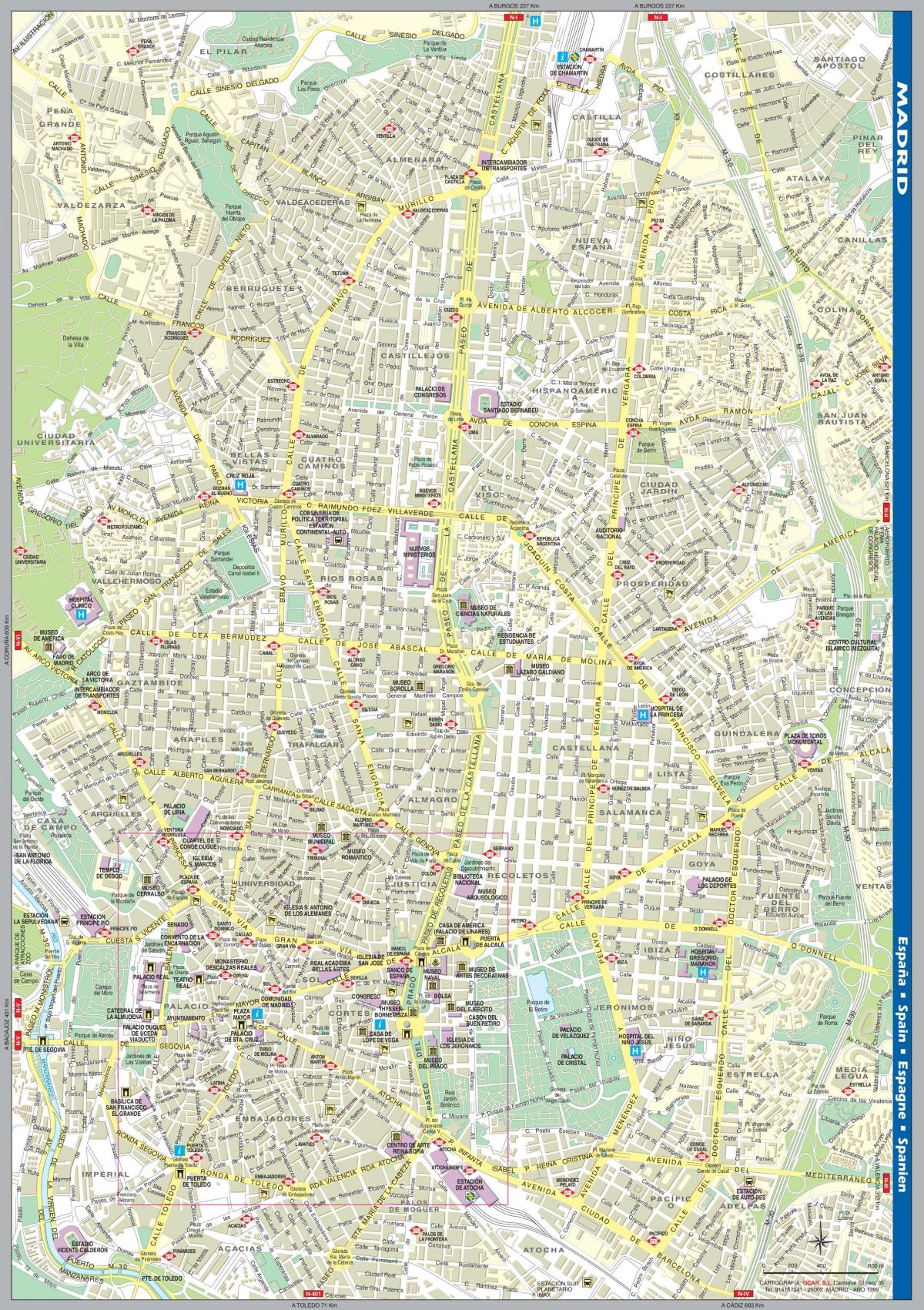 straat kaart van Madrid stad sentrum