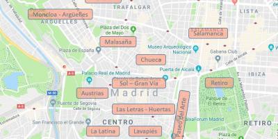 Kaart van Madrid, Spanje wyk