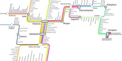 Kaart van renfe trein kaart Madrid